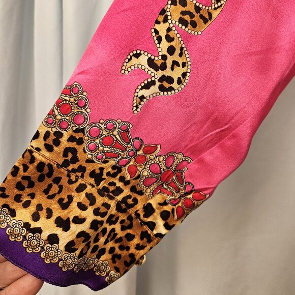 Escada Taj Mahal charmeuse silk blouse Mughal jewels print rare vintage size 42 - Picture 9 of 16